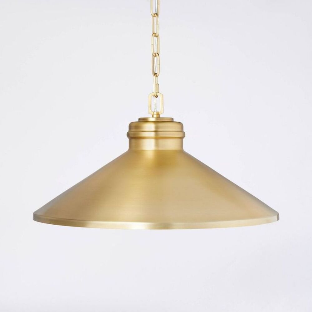 20" Large Metal Cone Pendant Ceiling Light Adjustable - Brass